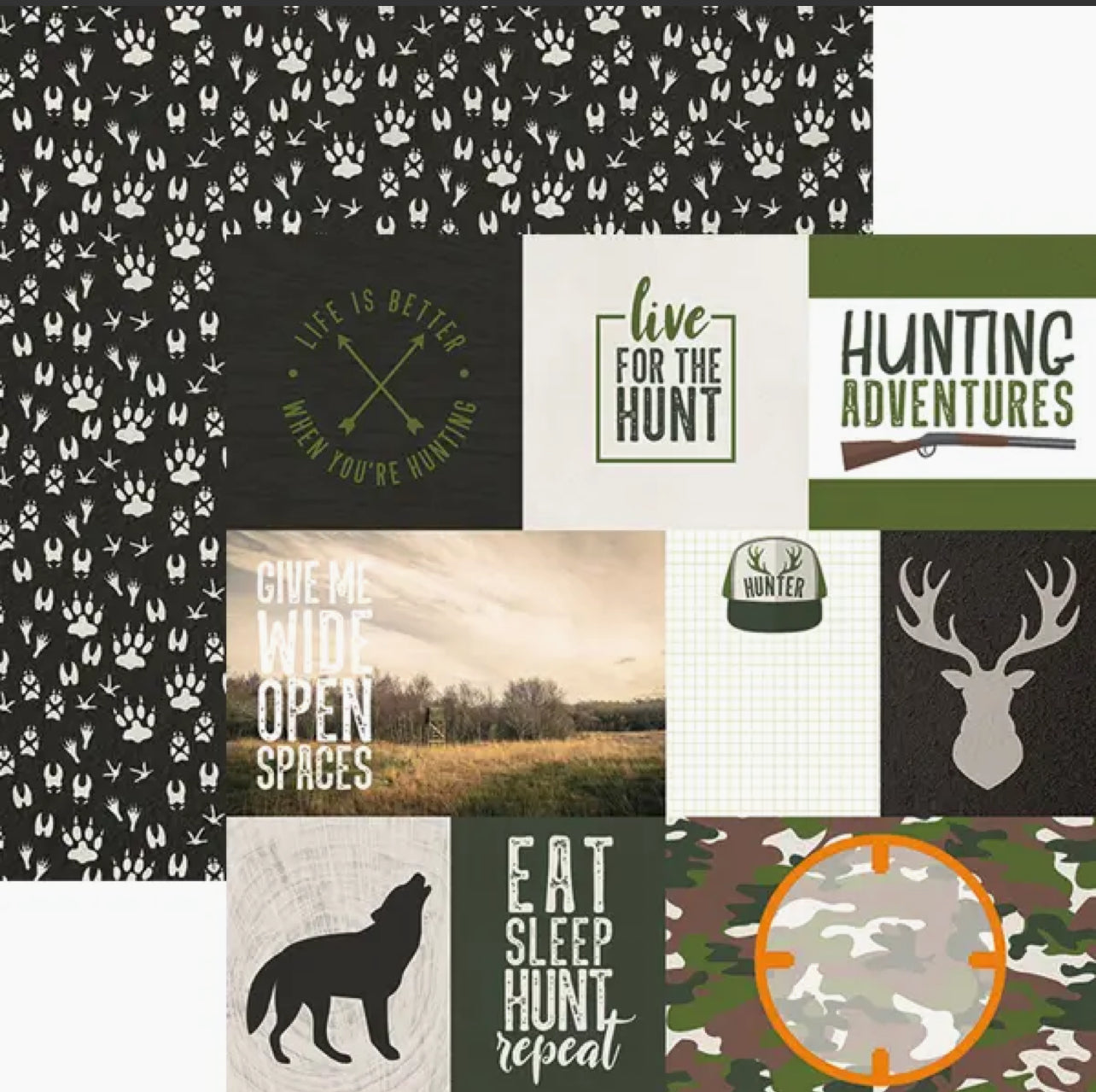 Hunting Tags 12x12 Double Sided Scrapbook Paper