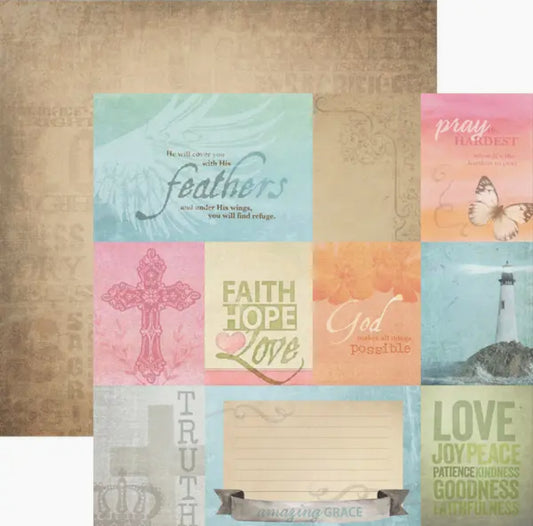 Faith Tags 12x12 Double Sided Scrapbook Paper