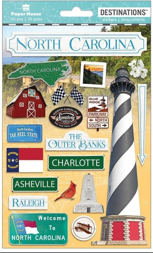 Travel North Carolina Dimensional Sticker