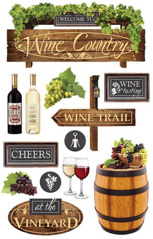 Wine Country Dimensional Stickers-  Best Seller