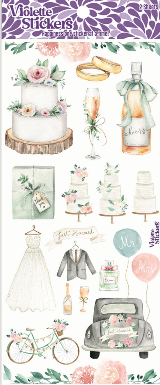 Elegant Watercolor Wedding Stickers-Best Seller