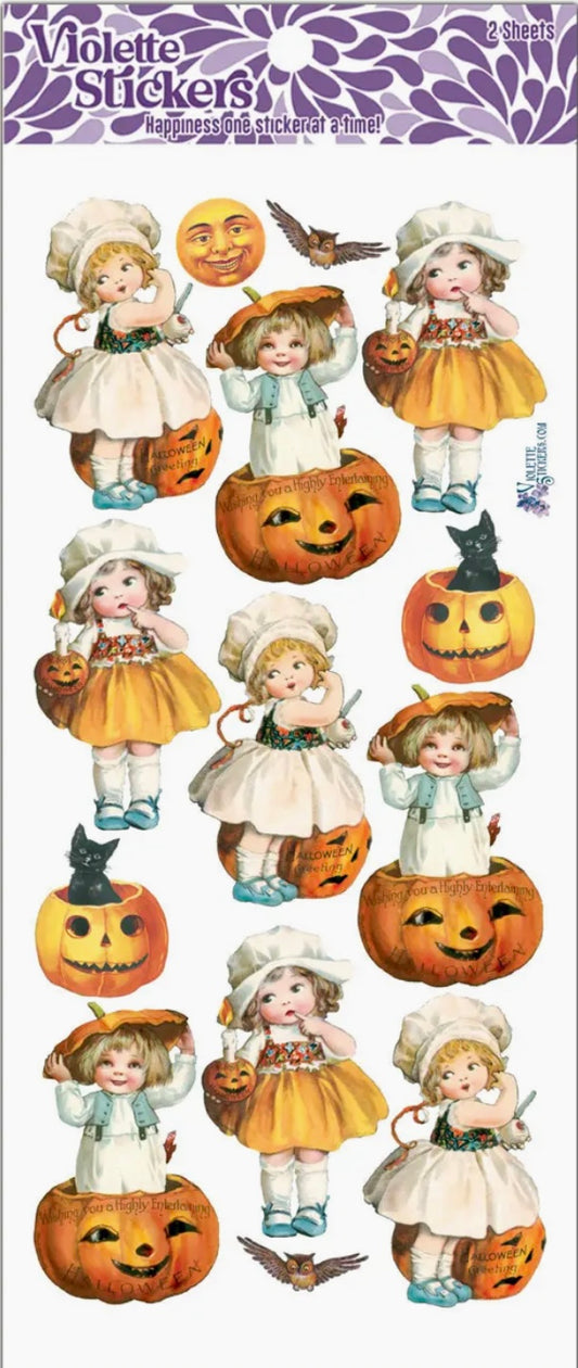 Vintage Kids and Pumpkins Stickers- Best Seller