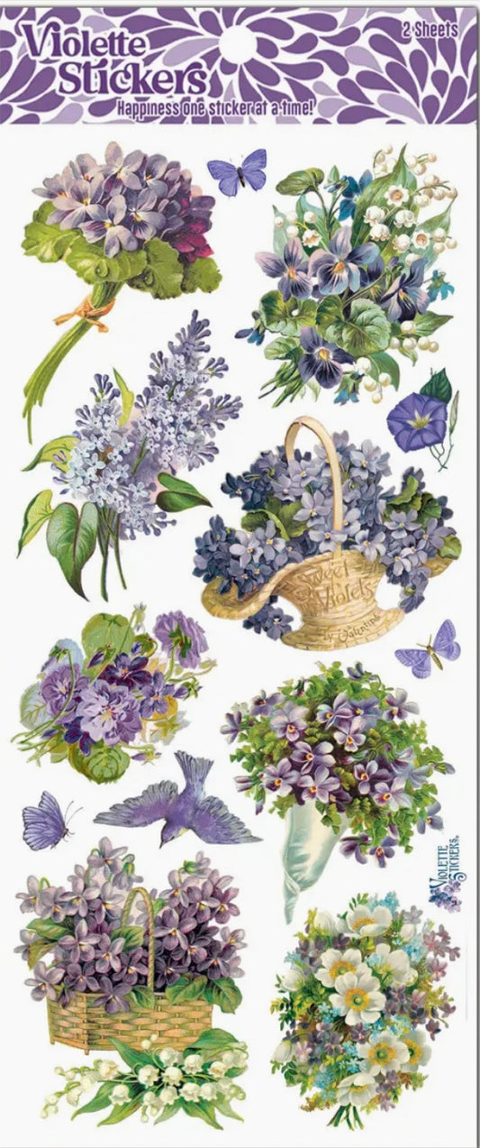 Violets and Purple Flower Stickers