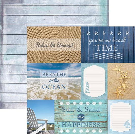 Beach Tags 12x12 Double Sided Scrapbook Paper