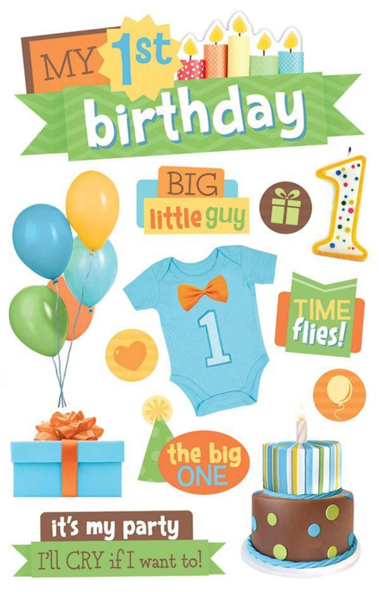 1st Birthday Boy Dimensional Sticker