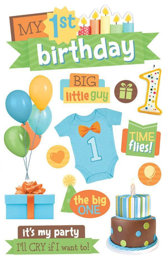 1st Birthday Boy Dimensional Sticker